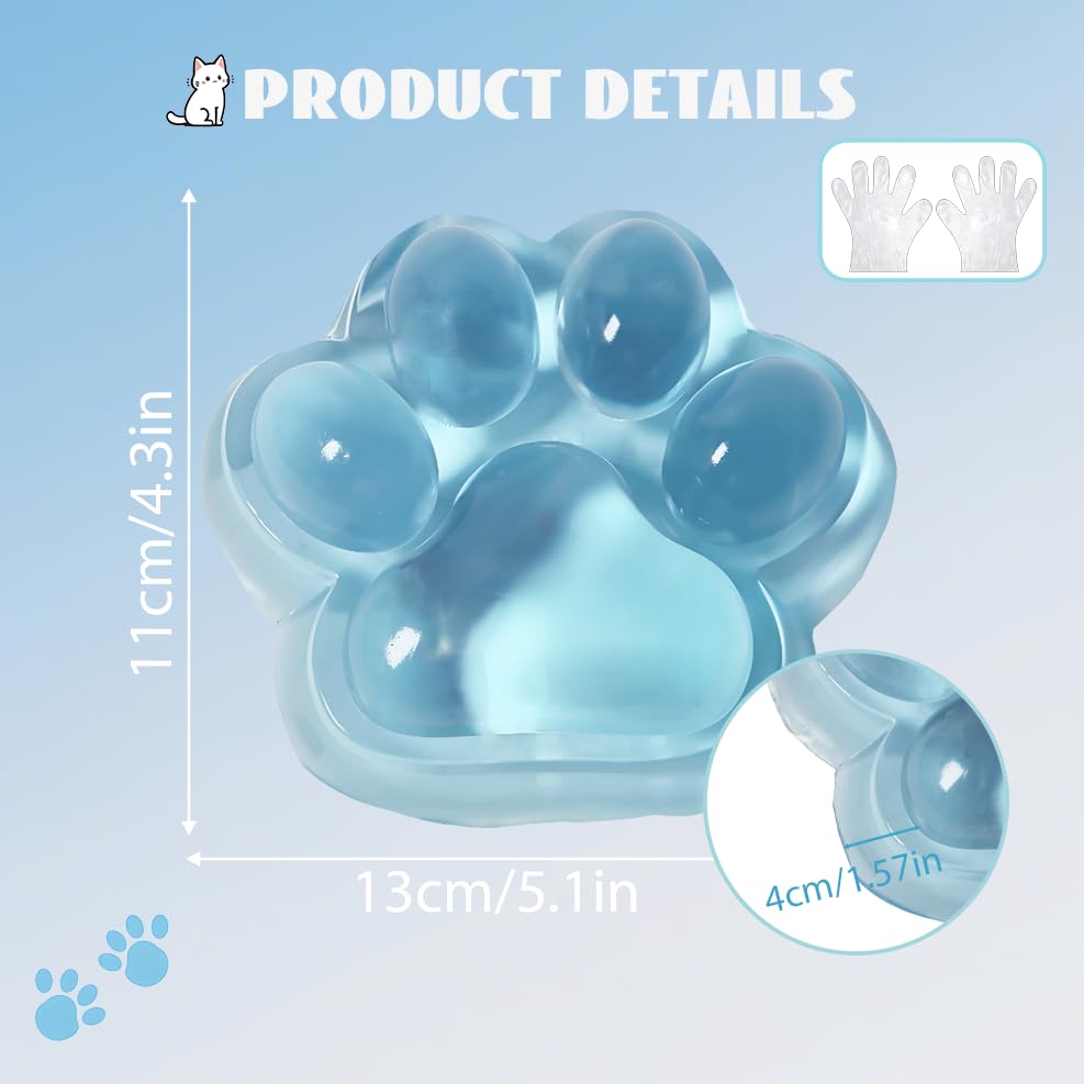 Chicooan Large Cat Paw Squishy – 5-Inch Blue Sensory Stress Relief Fidget Toy