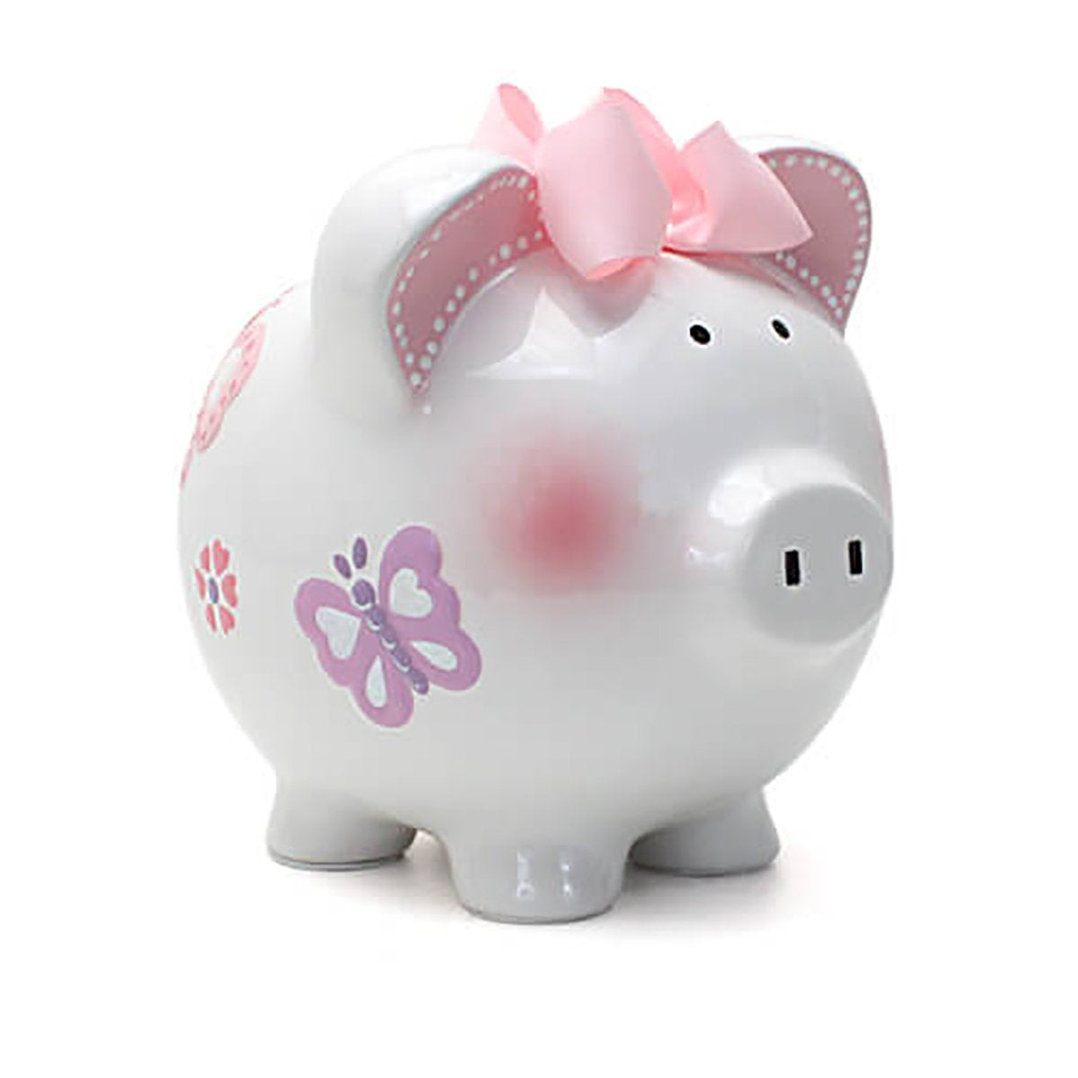 Child to Cherish Butterfly Ceramic Piggy Bank for Girls | Hand-Painted Dolomite