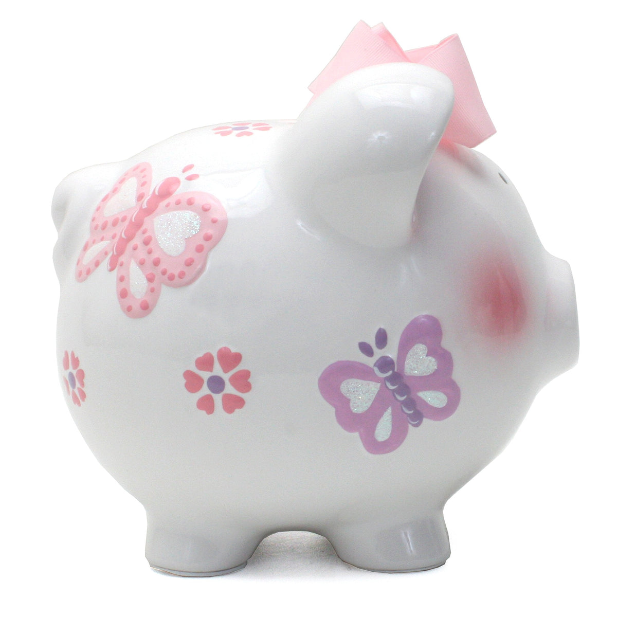 Child to Cherish Butterfly Ceramic Piggy Bank for Girls | Hand-Painted Dolomite