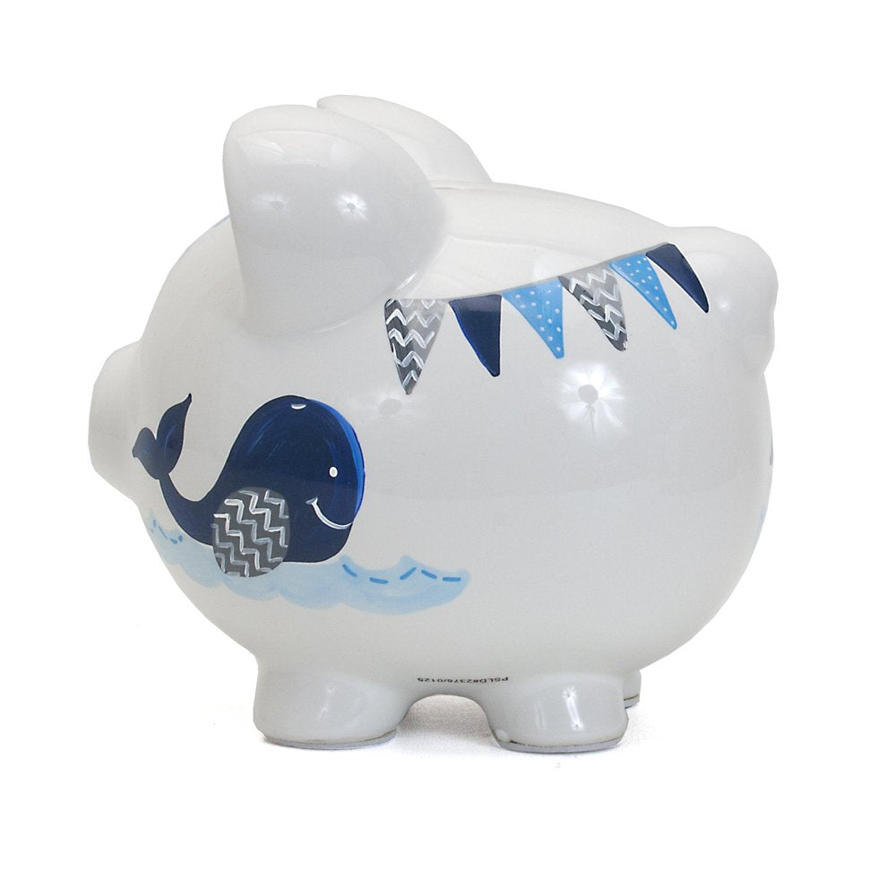 Child to Cherish Ceramic Piggy Bank for Boys – Blue Double Whale