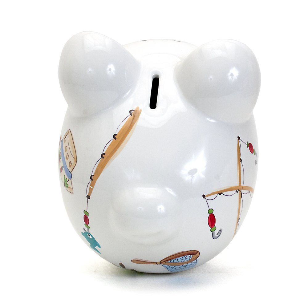 Child to Cherish Gone Fishing Ceramic Piggy Bank – 8x7 Inches