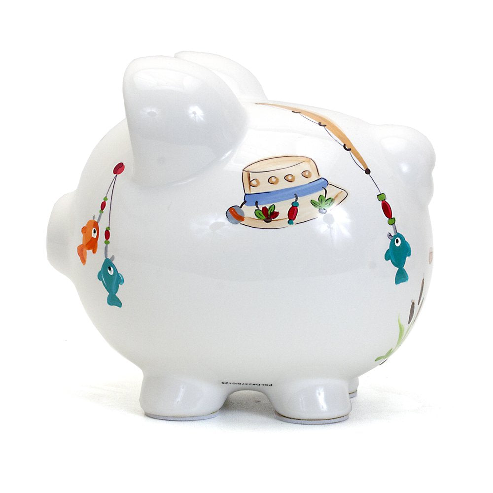 Child to Cherish Gone Fishing Ceramic Piggy Bank – 8x7 Inches