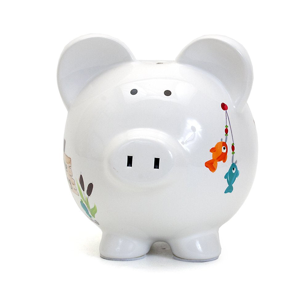 Child to Cherish Gone Fishing Ceramic Piggy Bank – 8x7 Inches