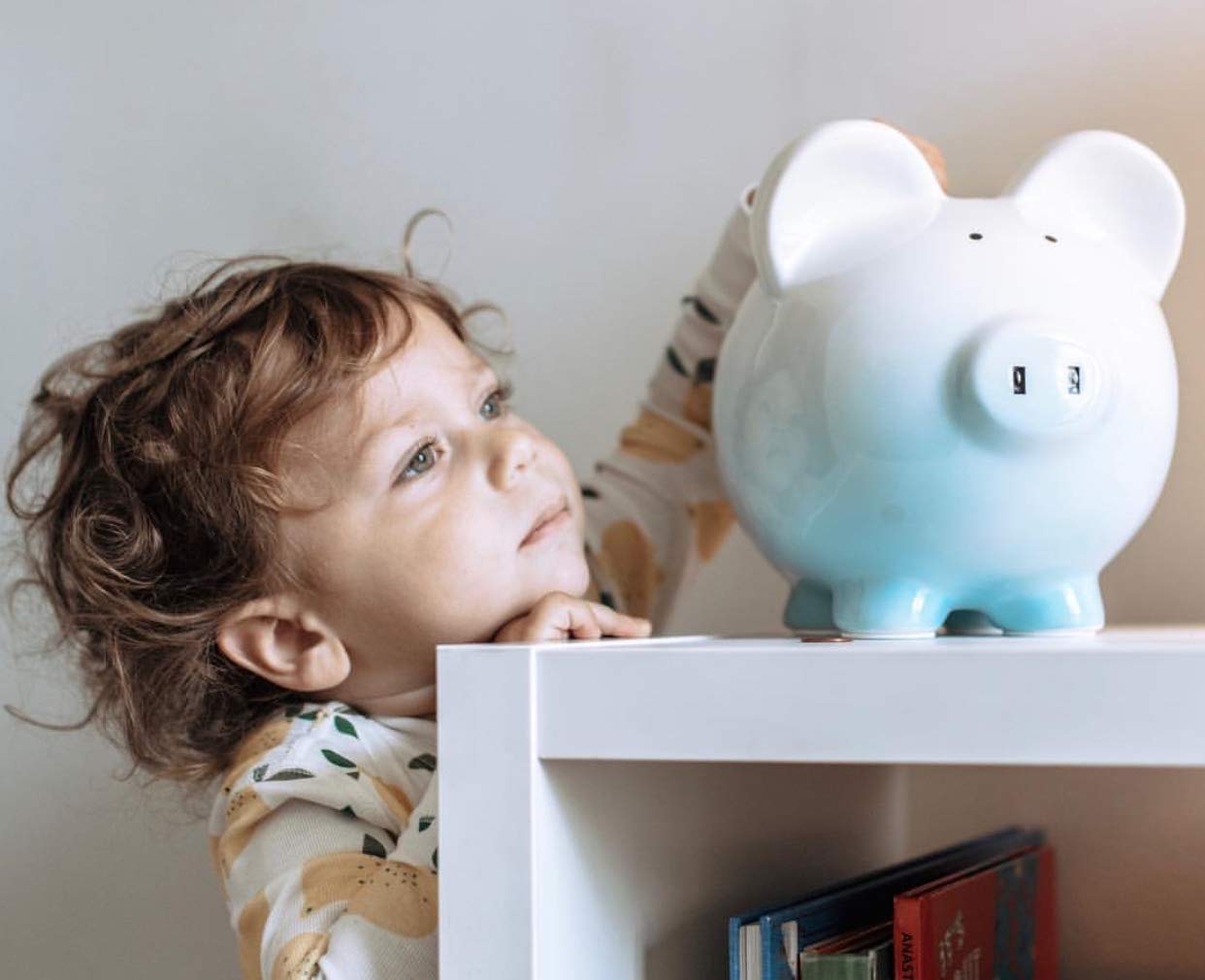 Child to Cherish Ombre Ceramic Piggy Bank, Blue – Hand-Painted Nursery Keepsake