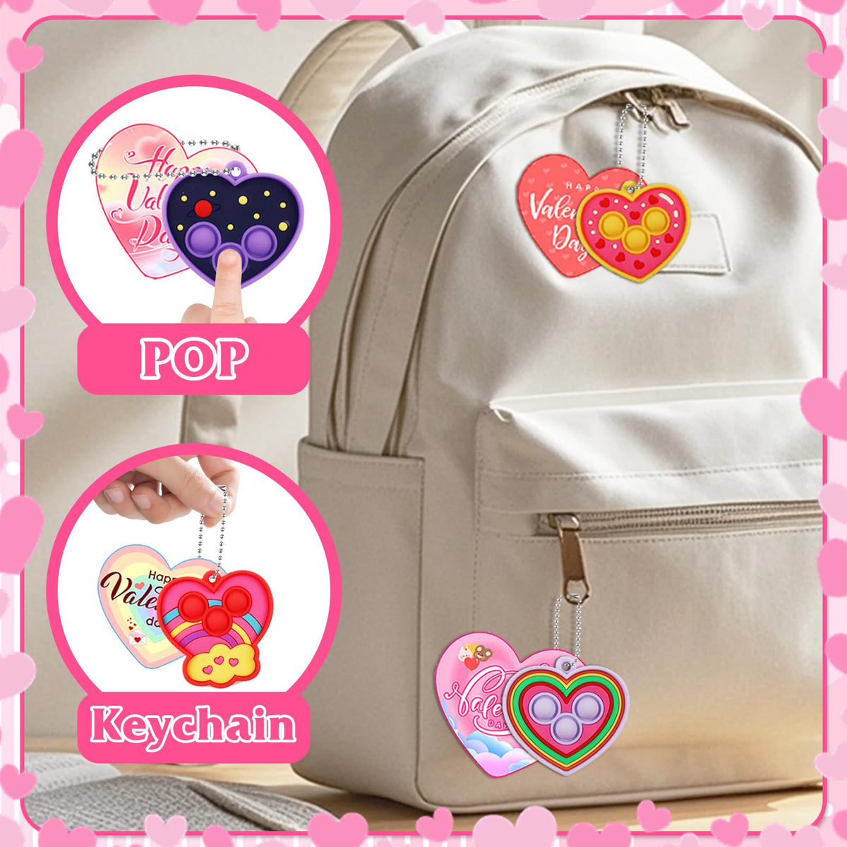 ChildFun Valentines Day Cards for Kids – 28-Pack Heart Pop Fidget Toys for School & Classroom Exchanges