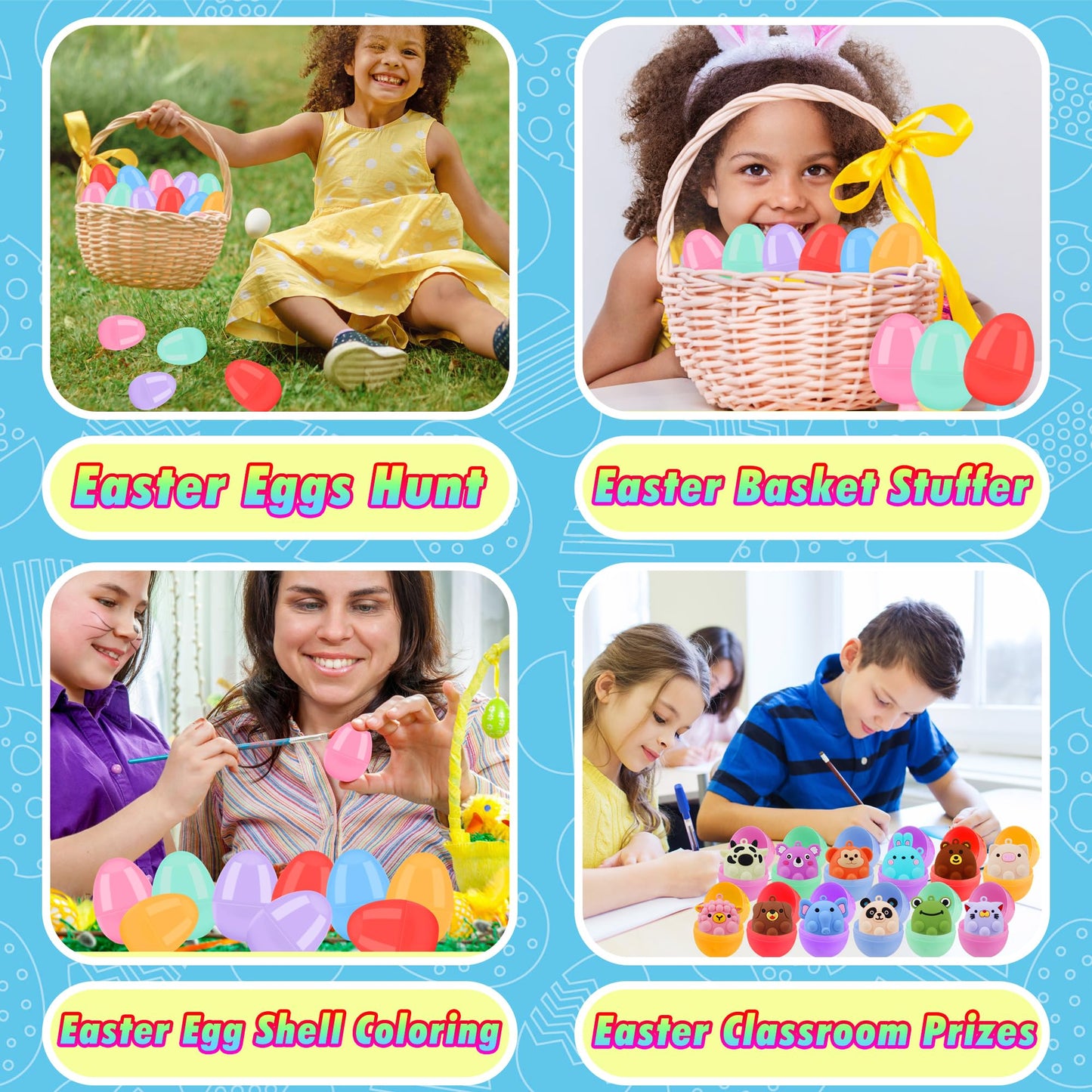 ChildFun 24 Pack Prefilled Easter Eggs with Animal Pop Toys | Easter Basket Stuffers & Egg Hunt Prizes