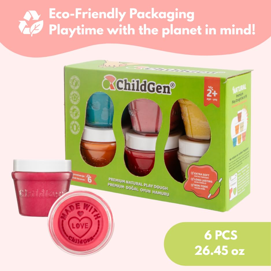 ChildGen Natural Play Dough Set – 6-Pack, Non-Toxic & Ultra Soft