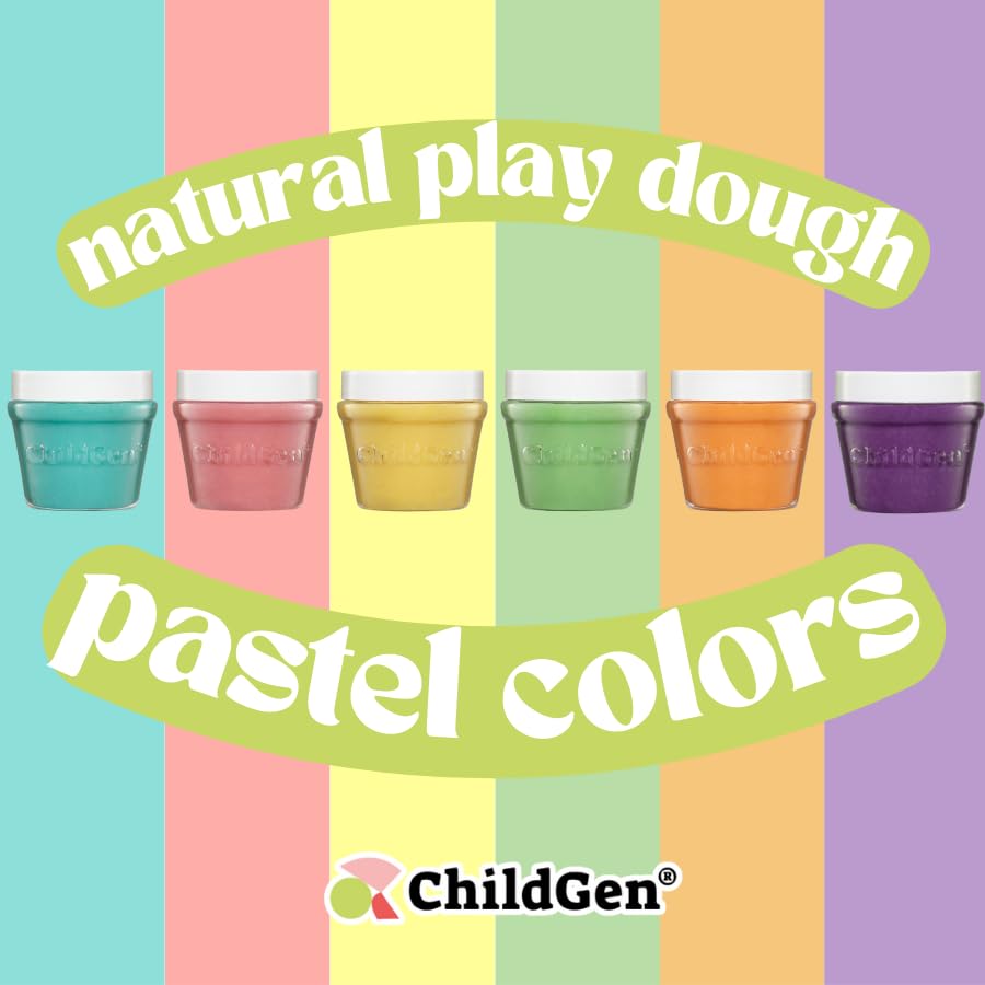 ChildGen Natural Play Dough Set – 6x4.5oz, Non-Toxic, Soft & Long-Lasting