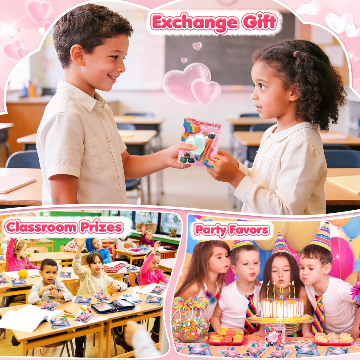 CHILDGO 24-Pack Valentines Gemstones Dig Kit for Kids – Gem Excavation & Cards