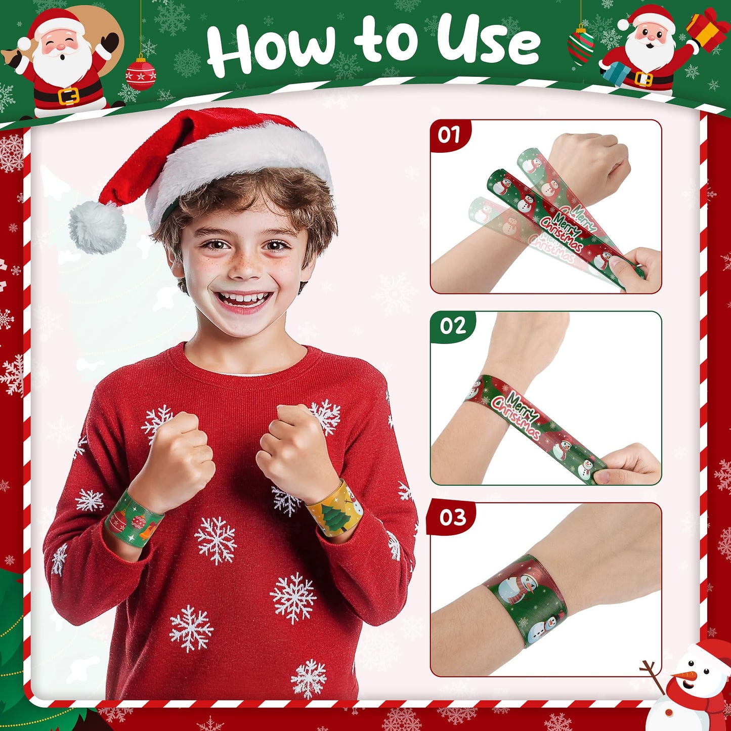 Childom 36 Pcs Christmas Slap Bracelets – Party Favors & Classroom Prizes