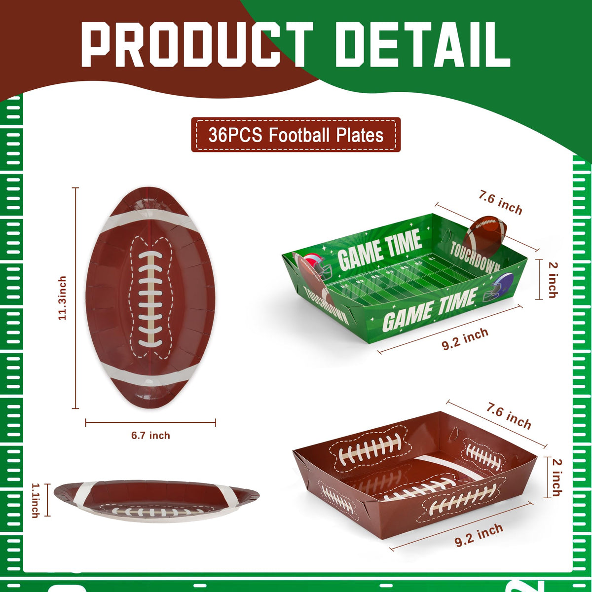 Childom 36 Pcs Football Plates – Disposable Football Party Dinnerware for Birthday & Tailgate