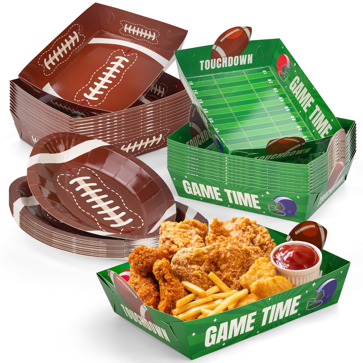 Childom 36 Pcs Football Plates – Disposable Football Party Dinnerware for Birthday & Tailgate