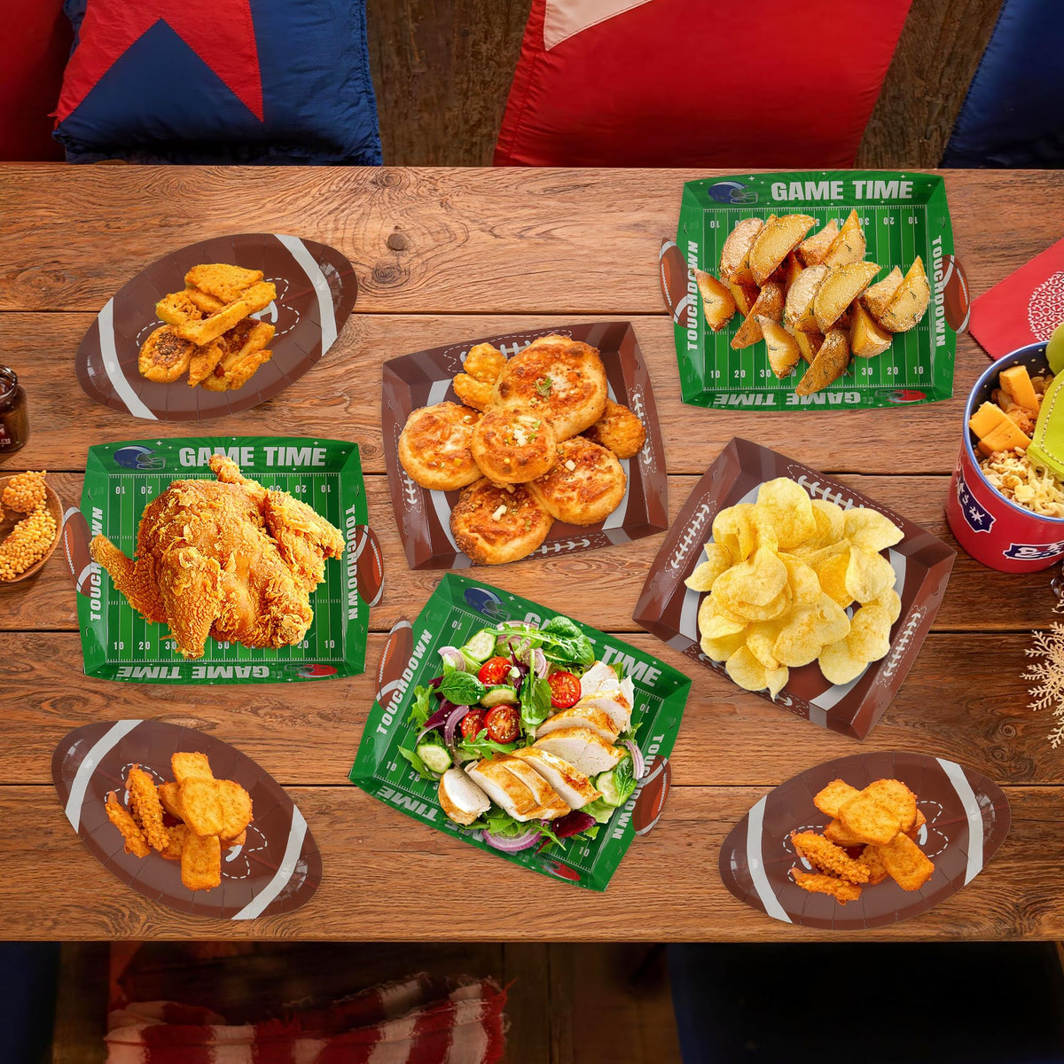 Childom 36 Pcs Football Plates – Disposable Football Party Dinnerware for Birthday & Tailgate