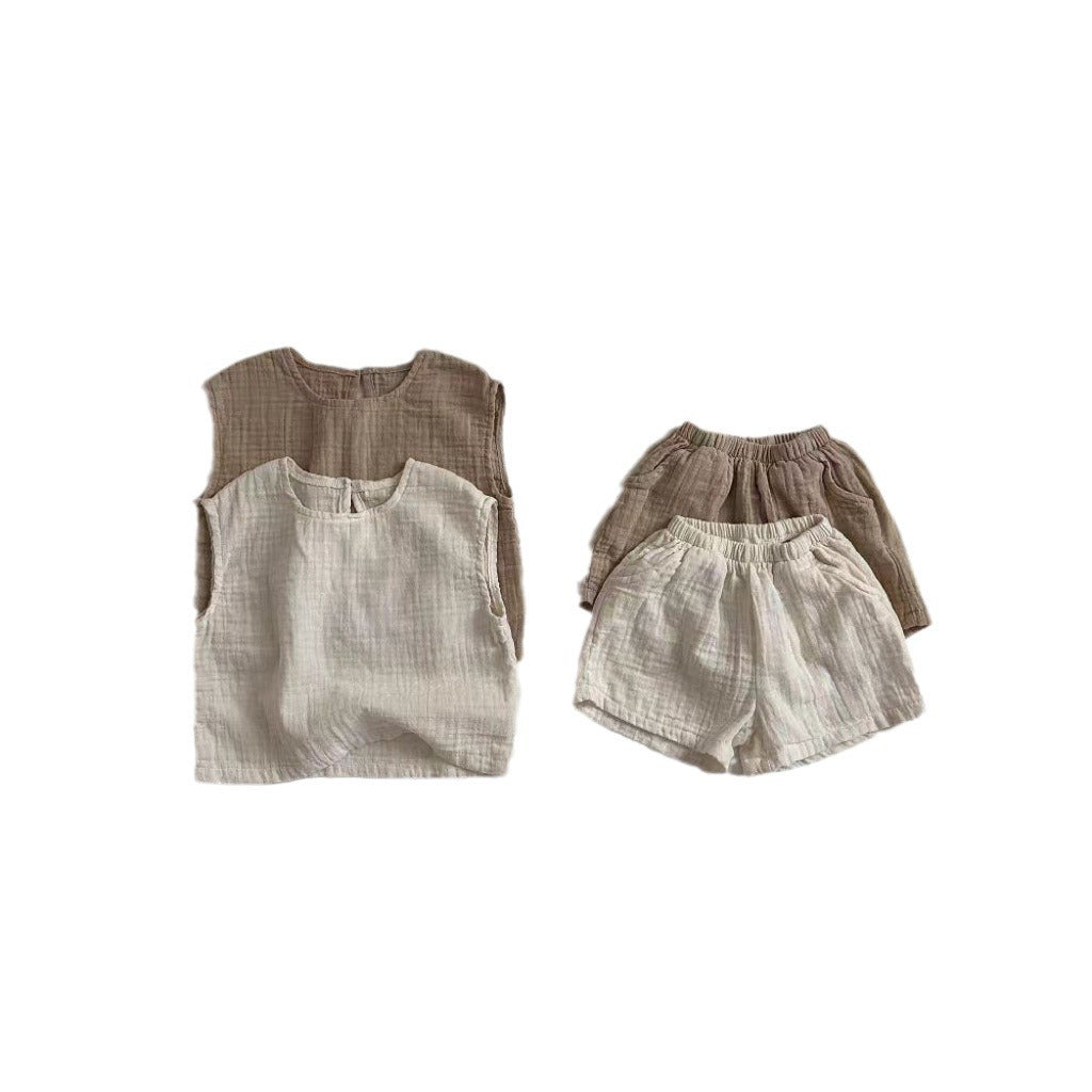 Children's Breathable Vest and Shorts Set, Comfortable Two-pieces Set