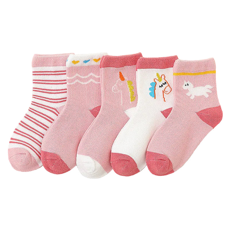Kids' Combed Cotton Socks | Mid-Calf Jacquard Socks for Boys & Girls