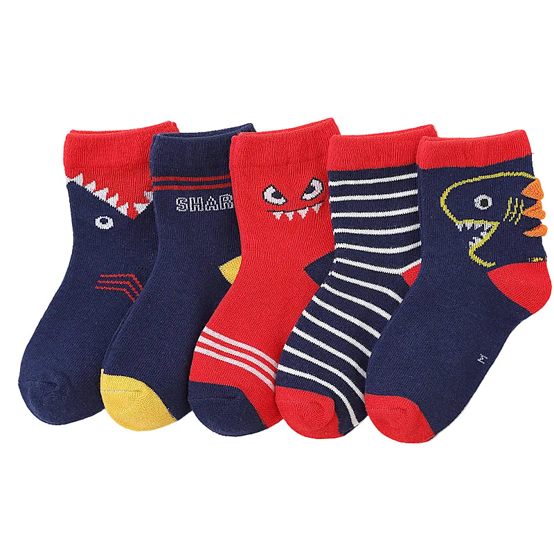 Kids' Combed Cotton Socks | Mid-Calf Jacquard Socks for Boys & Girls
