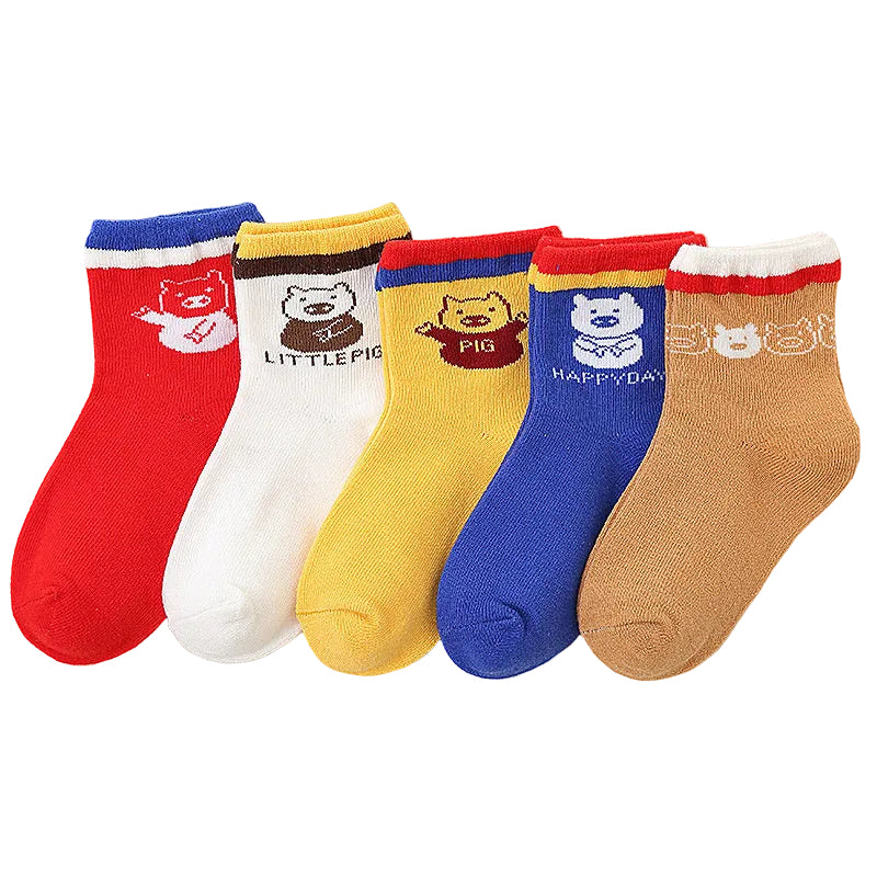 Kids' Combed Cotton Socks | Mid-Calf Jacquard Socks for Boys & Girls