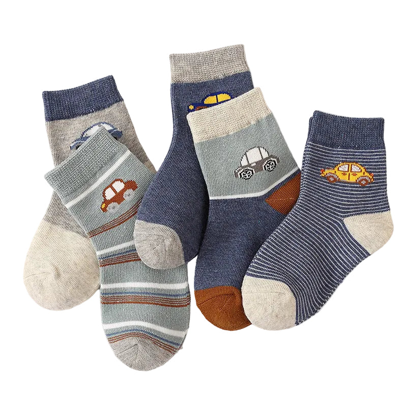 Kids' Combed Cotton Socks | Mid-Calf Jacquard Socks for Boys & Girls