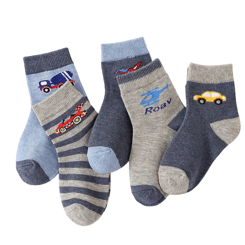 Kids' Combed Cotton Socks | Mid-Calf Jacquard Socks for Boys & Girls