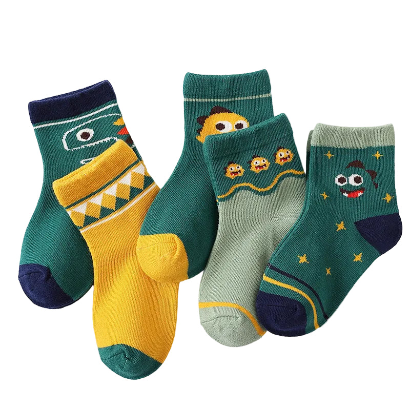 Kids' Combed Cotton Socks | Mid-Calf Jacquard Socks for Boys & Girls