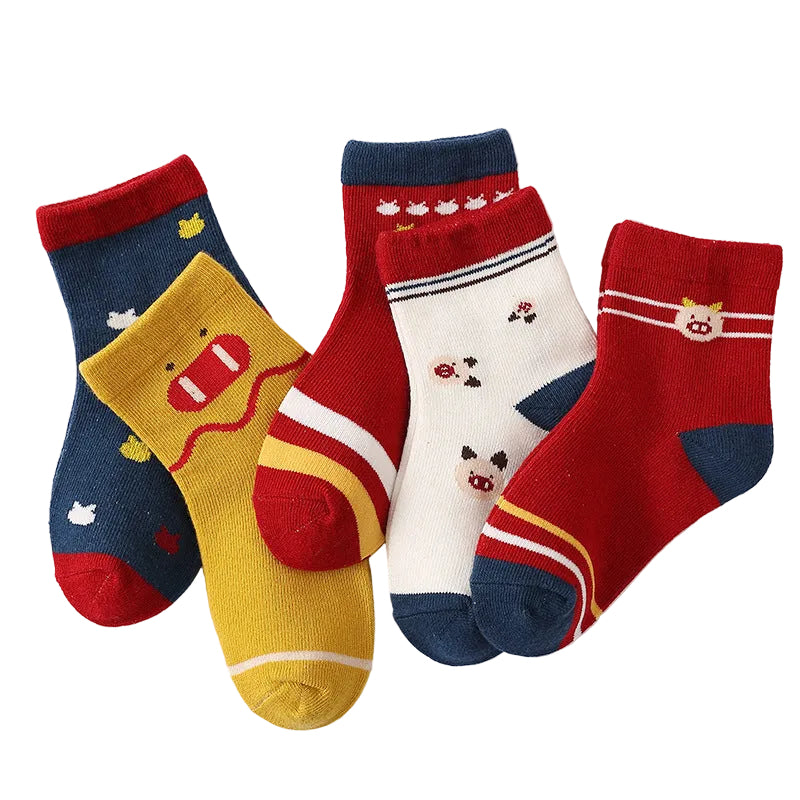Kids' Combed Cotton Socks | Mid-Calf Jacquard Socks for Boys & Girls