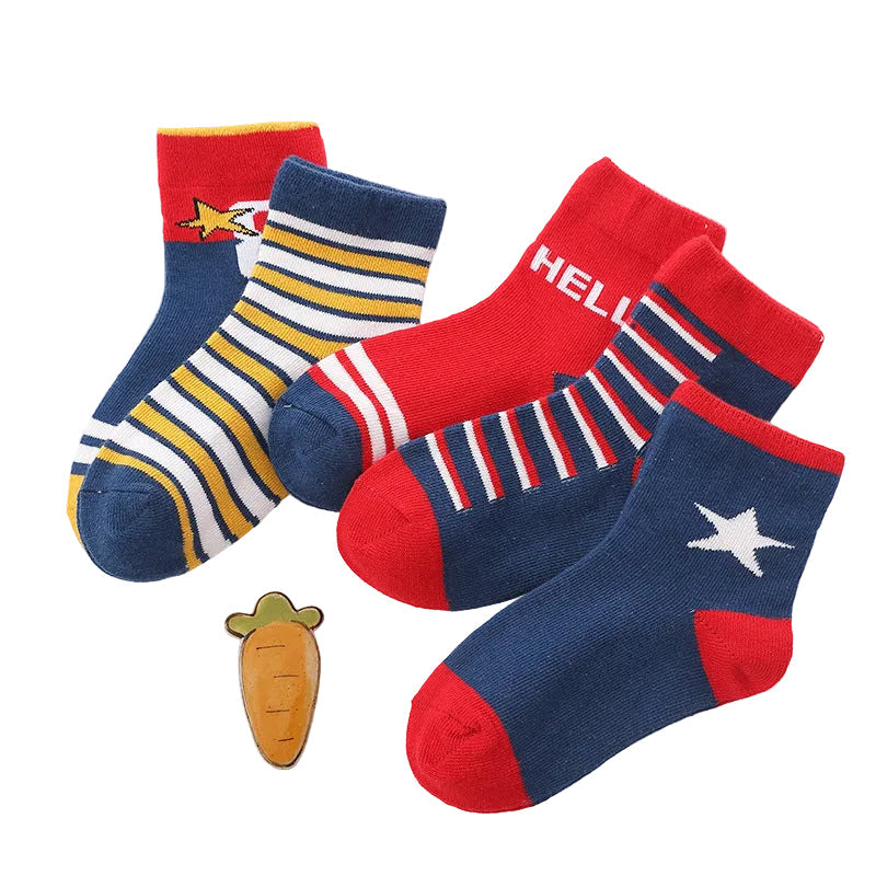Kids' Combed Cotton Socks | Mid-Calf Jacquard Socks for Boys & Girls