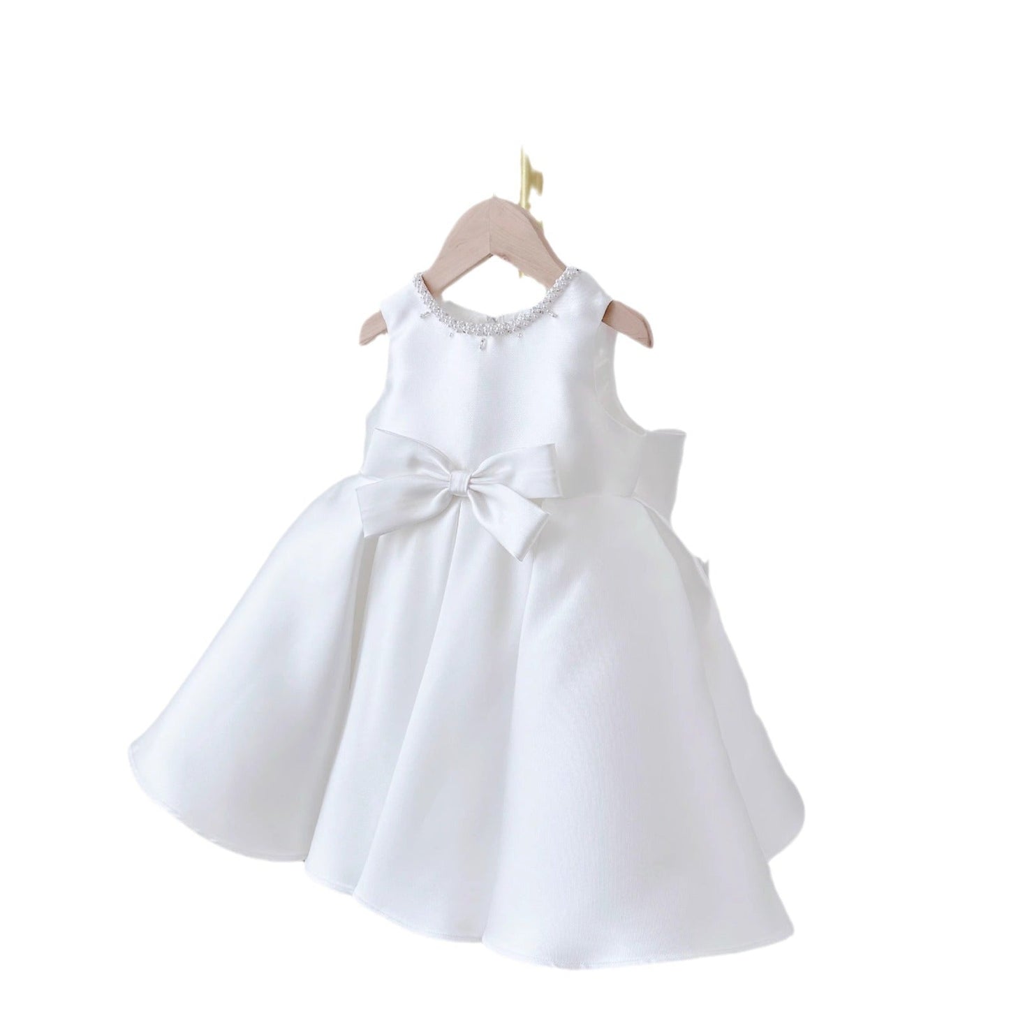 Children's Korean Style Dress,  White Classic Two-pieces Set