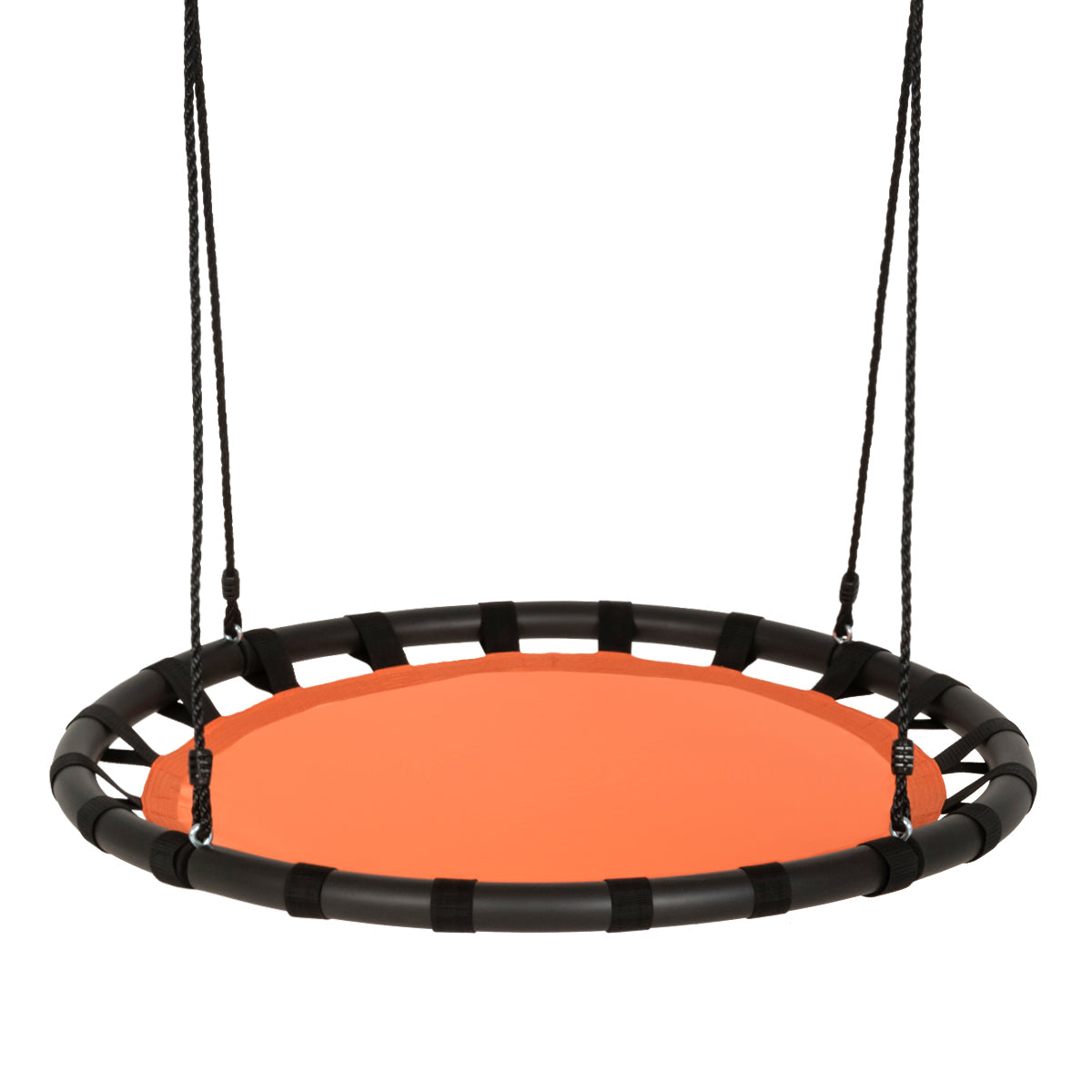 Kids Round Tree Swing with Adjustable Ropes and Hook Rings-Orange