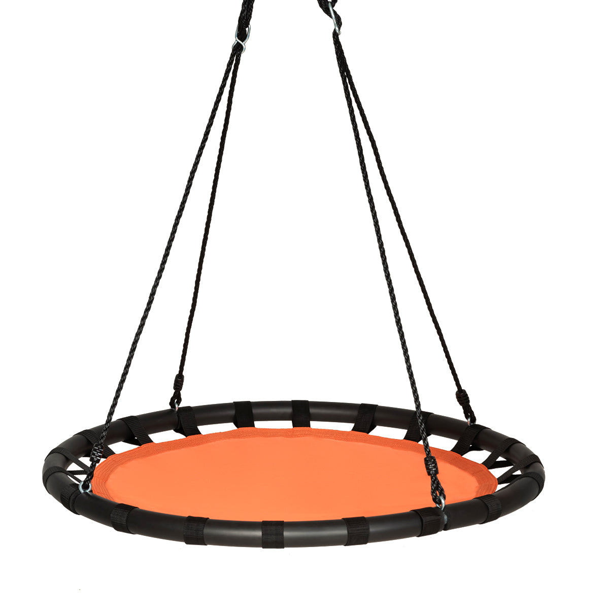Kids Round Tree Swing with Adjustable Ropes and Hook Rings-Orange