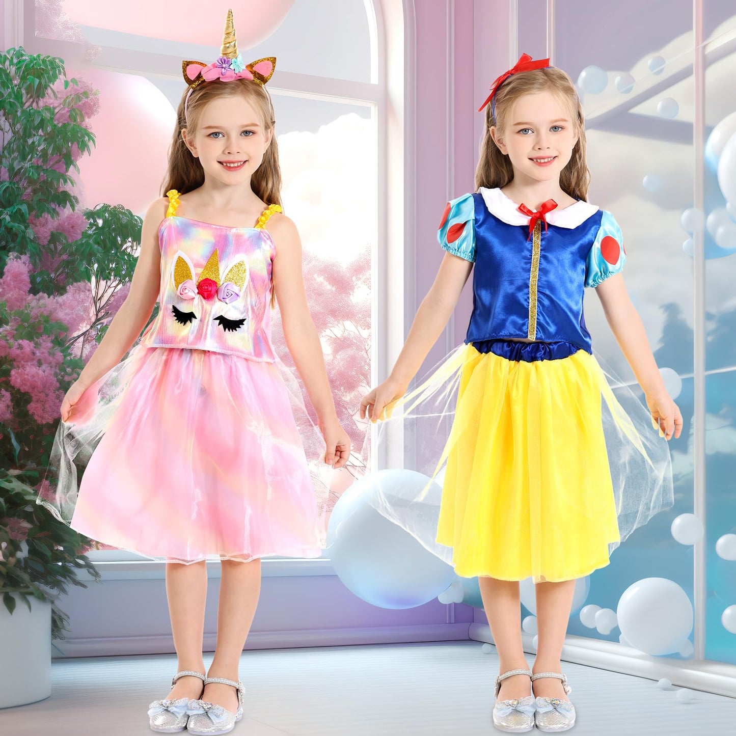 Chillife Princess Dress Up Set for Girls - 4 Themed Costumes for Ages 3-8