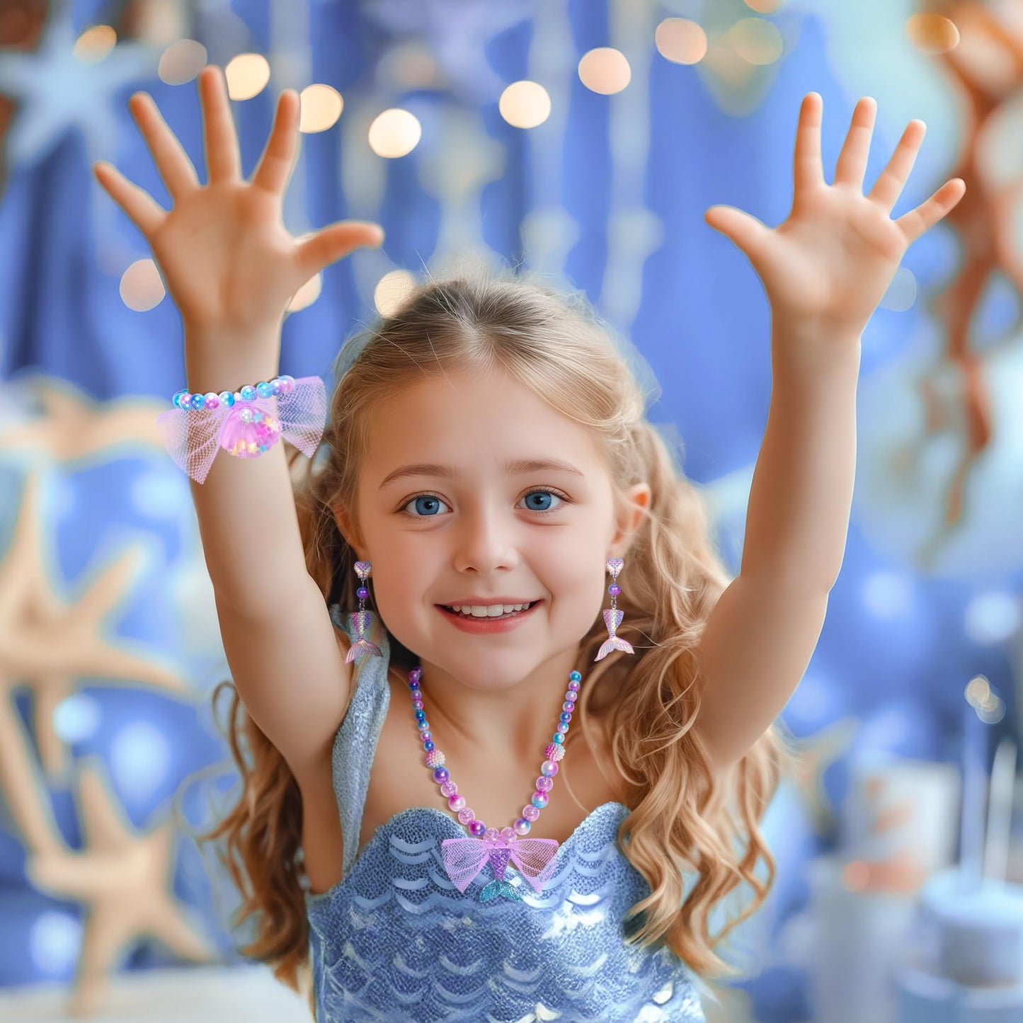 Chillife Mermaid Toys Jewelry Set for Girls | Necklace, Bracelet, Ring & Earrings