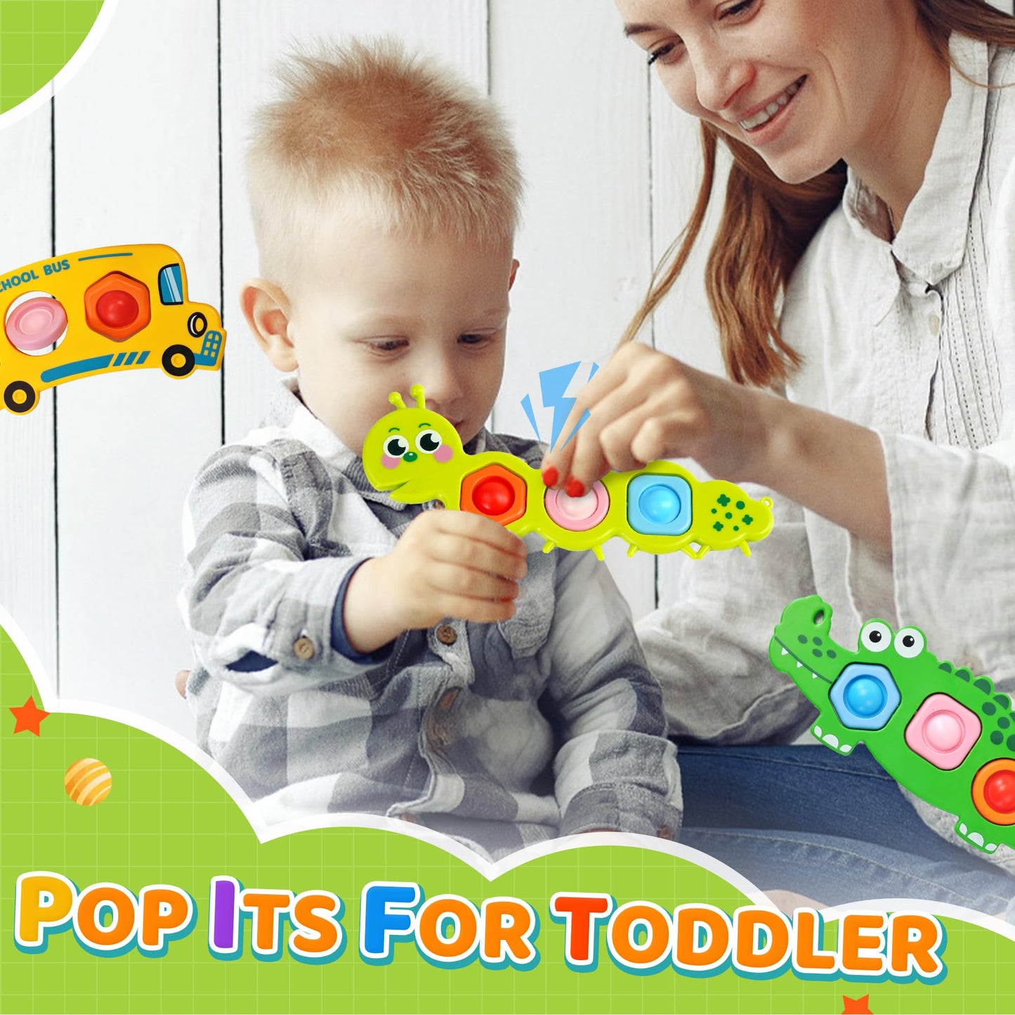 Chilvil 3PC Fidget Popper Sensory Toys for Toddlers – Travel & Gift Set