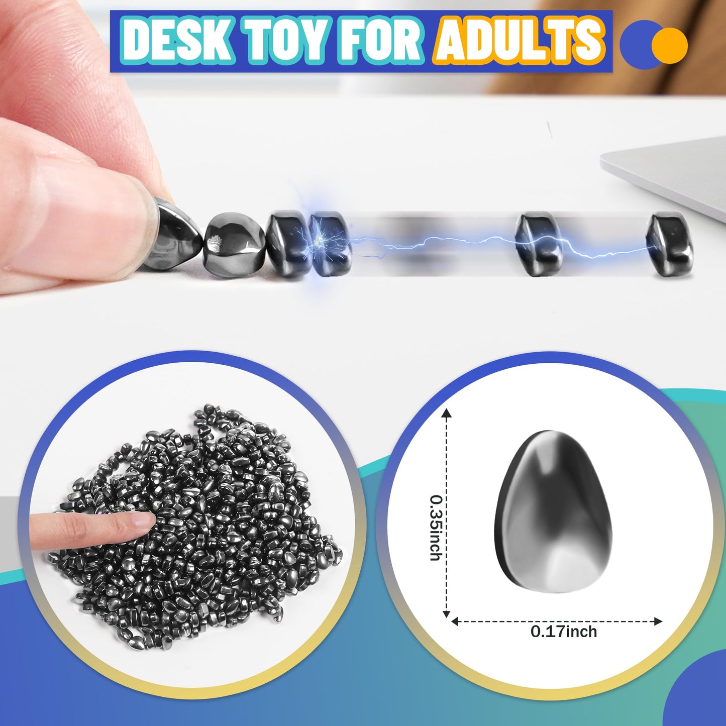 Chilvil 1000pc Magnetic Fidget Beads in Tin | Sensory Beads for Teens & Adults | Easter & Gift Ideas