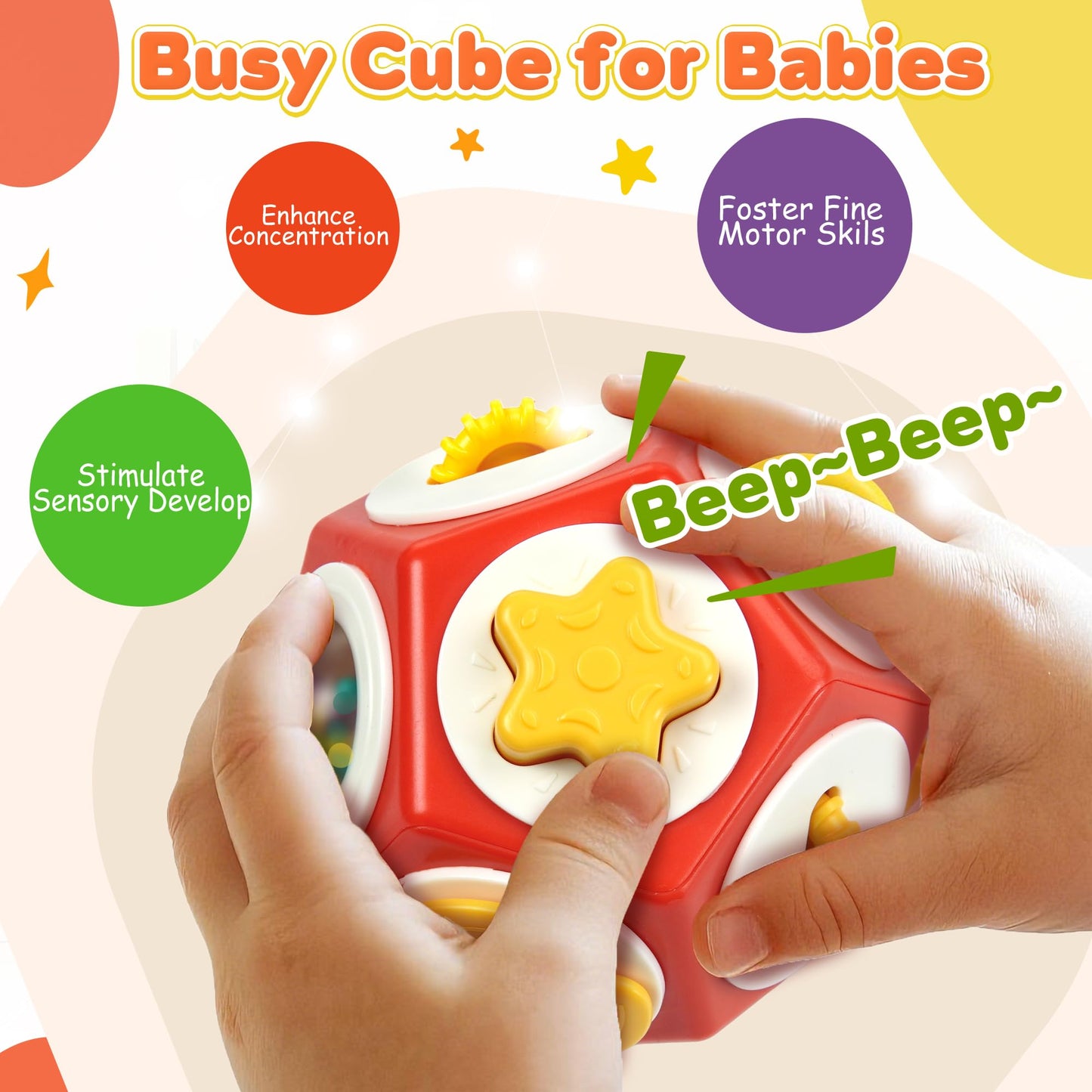 Chilvil Busy Cube Busy Board for 12-18 Month Olds | Montessori Sensory Toy