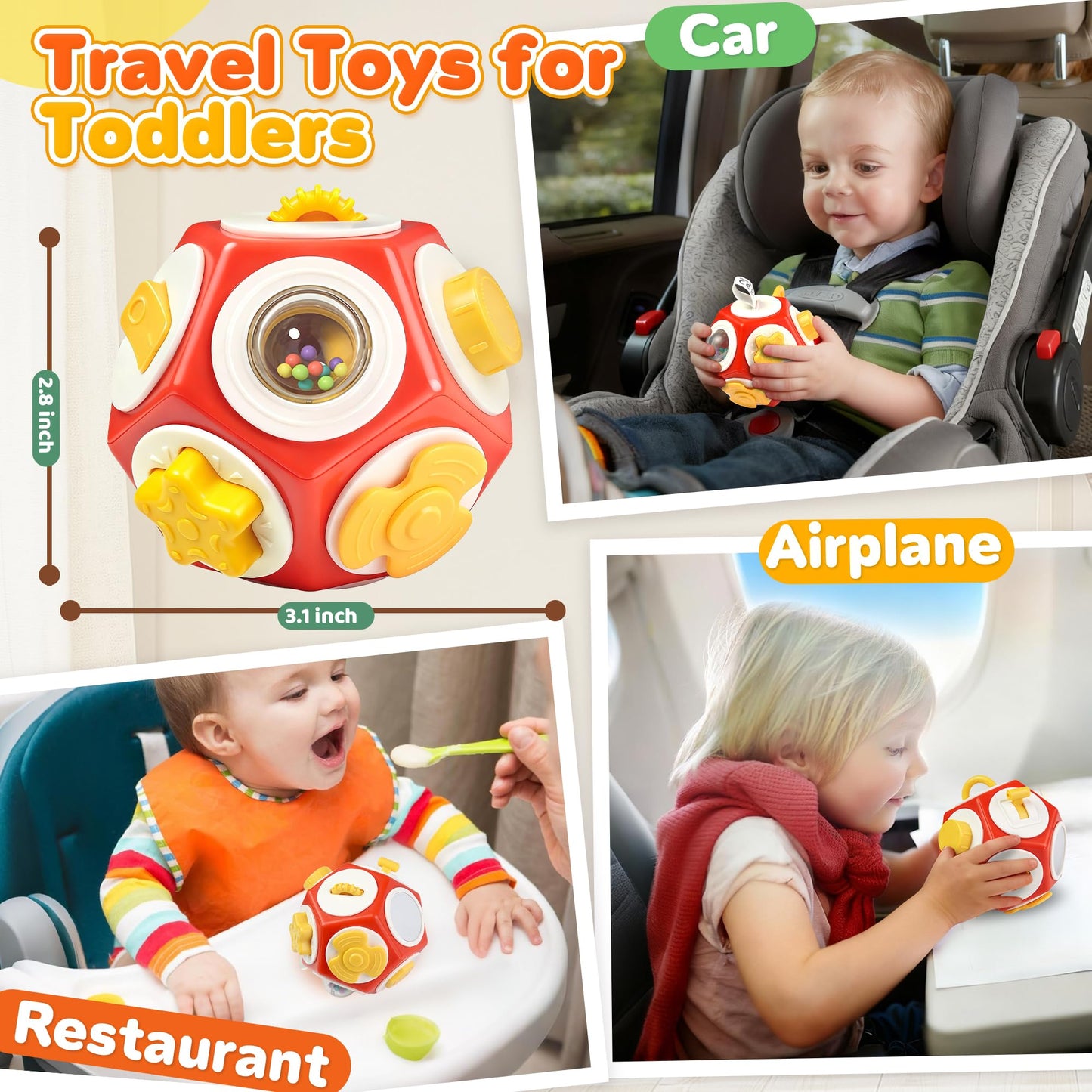 Chilvil Busy Cube Busy Board for 12-18 Month Olds | Montessori Sensory Toy