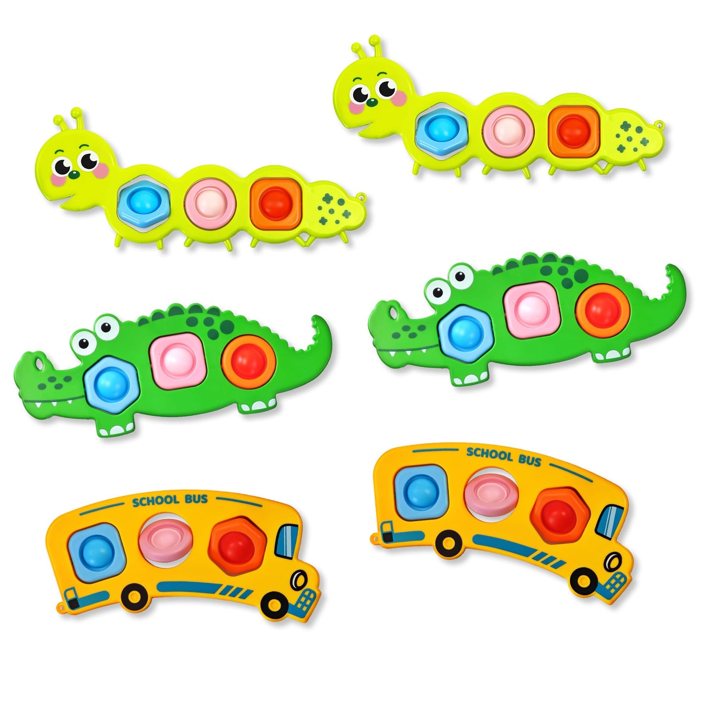 Chilvil 6pc Fidget Sensory Toys for Babies & Toddlers – Travel Pop It Set