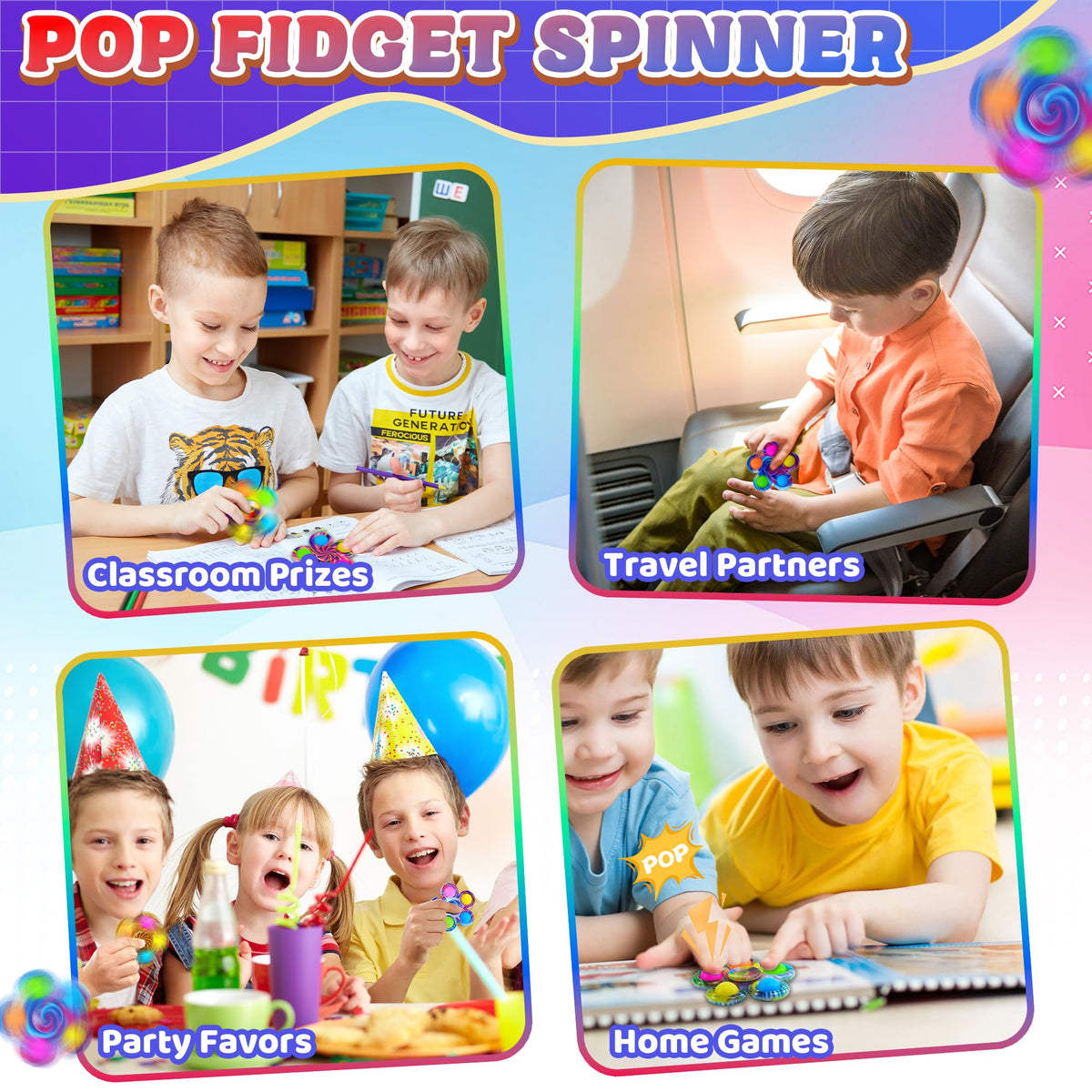Chilvil 9-Piece Fidget Spinner Set – Party Favors, Sensory Toys for ADHD/Autism, Classroom & Gift
