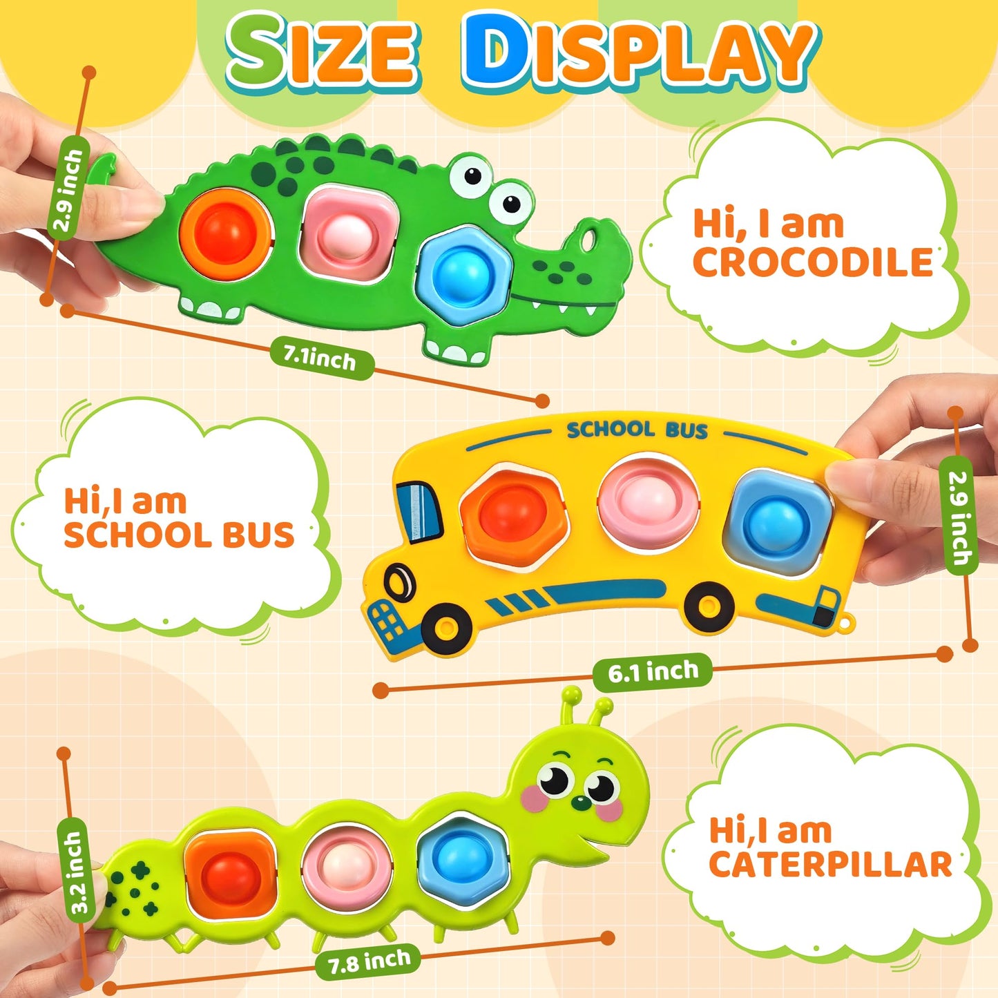 Chilvil 6pc Fidget Sensory Toys for Babies & Toddlers – Travel Pop It Set