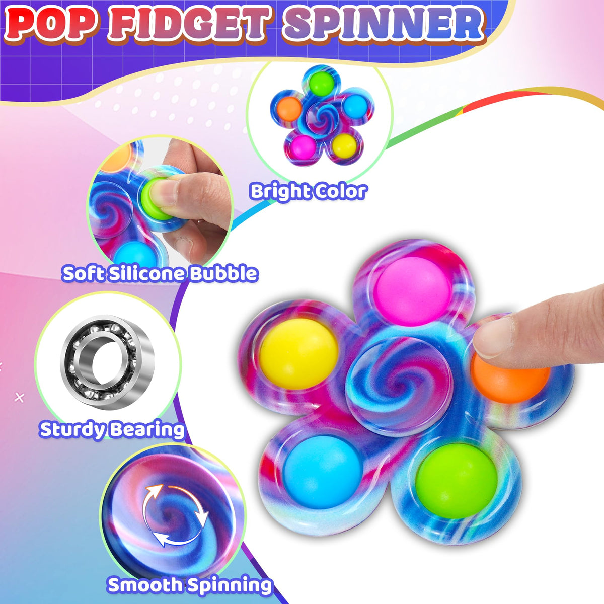Chilvil 9-Piece Fidget Spinner Set – Party Favors, Sensory Toys for ADHD/Autism, Classroom & Gift
