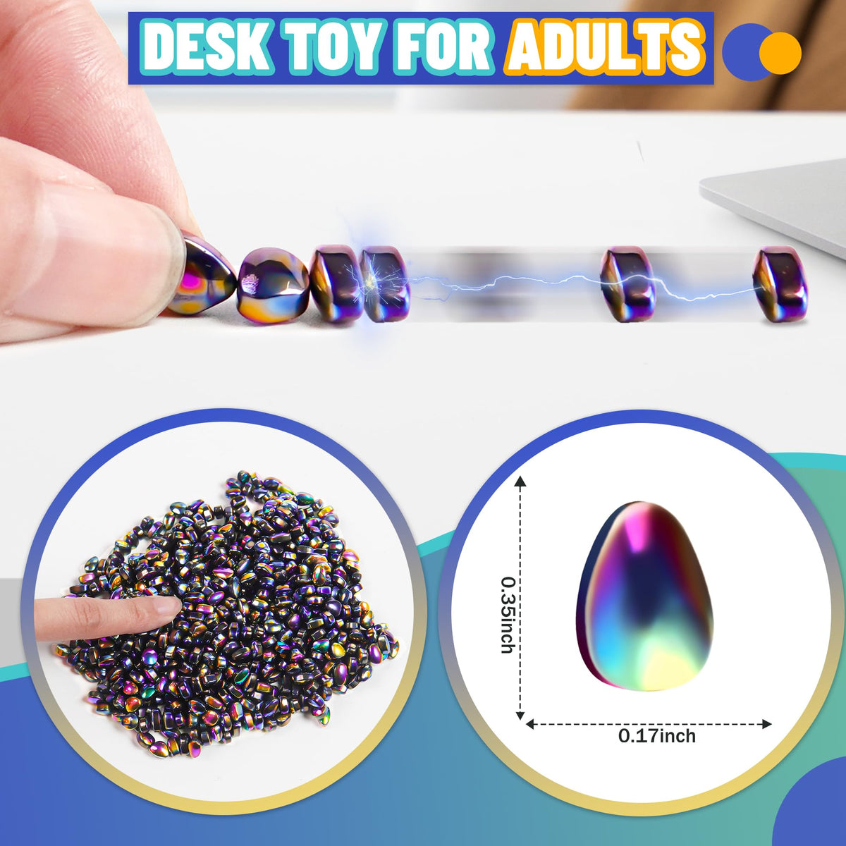 Chilvil 1000pcs Fidget Toy Set: Ferrite Beads & Desk Stress Relief