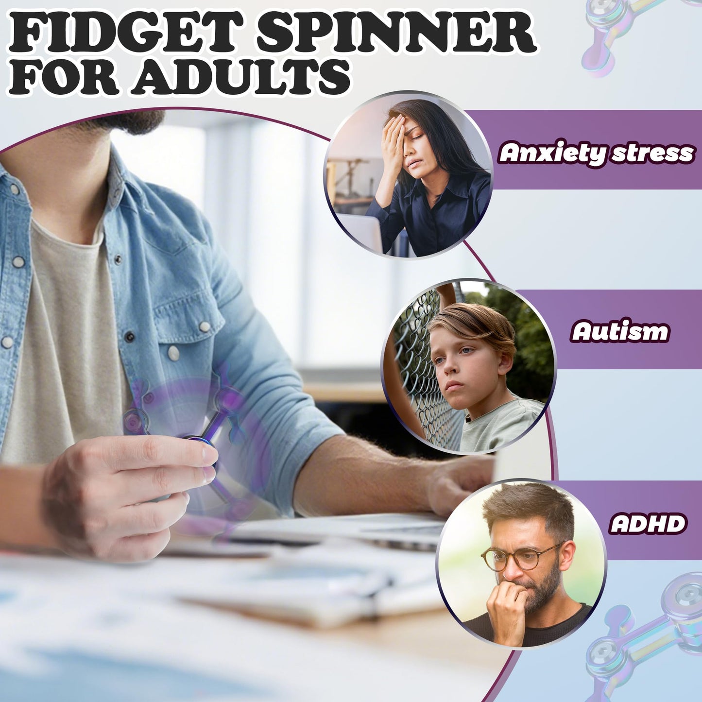 Chilvil Fidget Spinner for Adults — Silent Metal EDC Desk Toy for Focus, Calm, and Relaxation