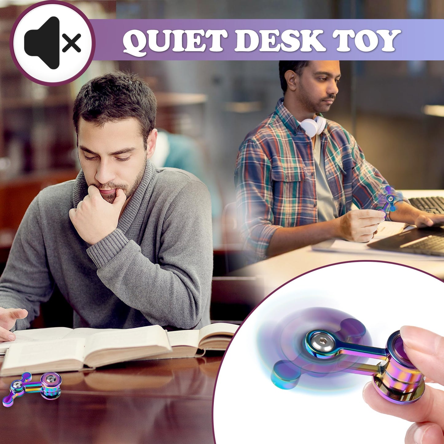 Chilvil Fidget Spinner for Adults - Quiet Metal Desk Toy