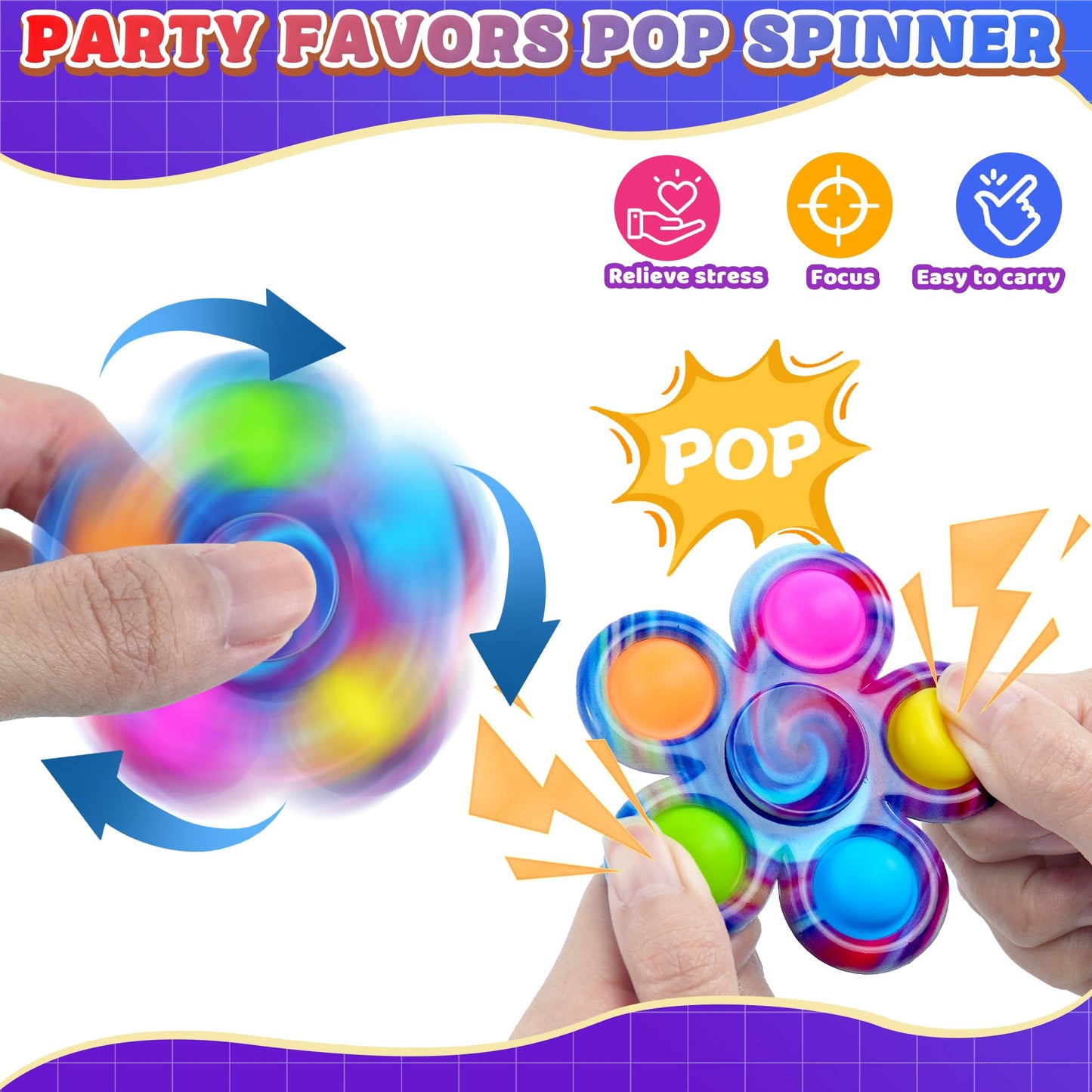 Chilvil 9-Piece Fidget Spinner Set – Party Favors, Sensory Toys for ADHD/Autism, Classroom & Gift