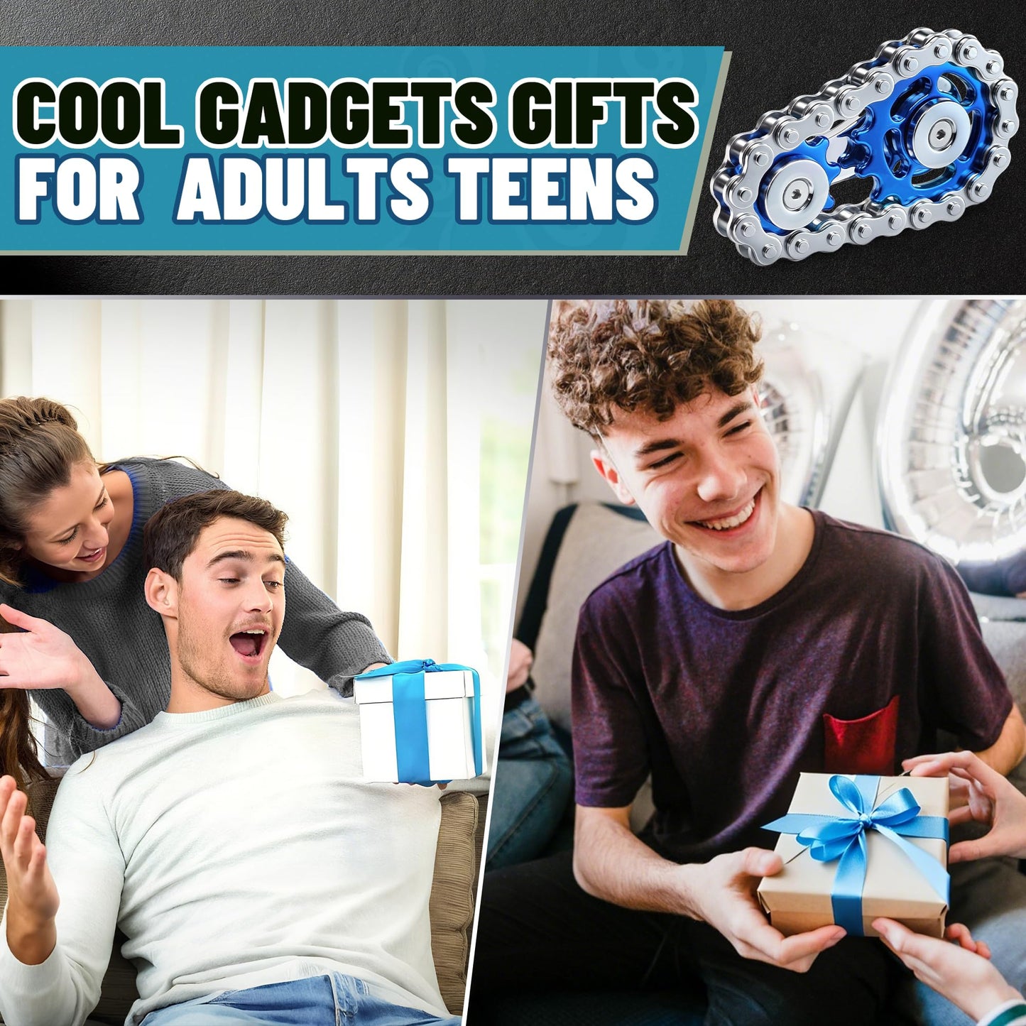 Chilvil Metal Fidget Spinner – Blue Stainless Steel EDC Toy for Adults & Teens