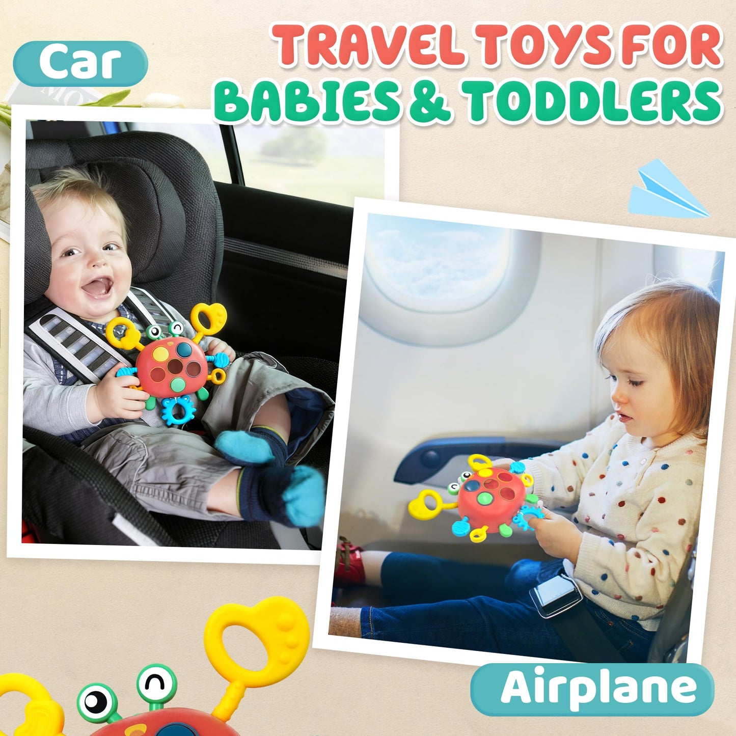 Chilvil Sensory Montessori Travel Toys for Toddlers (1-3) - Airplane & Road Trip