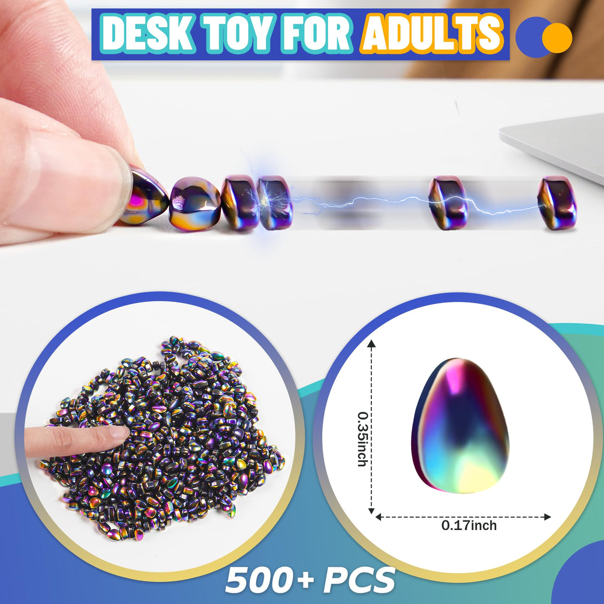 Chilvil 500pc Magnetic Fidget Beads Tin — Easter Basket Stuffer Toy