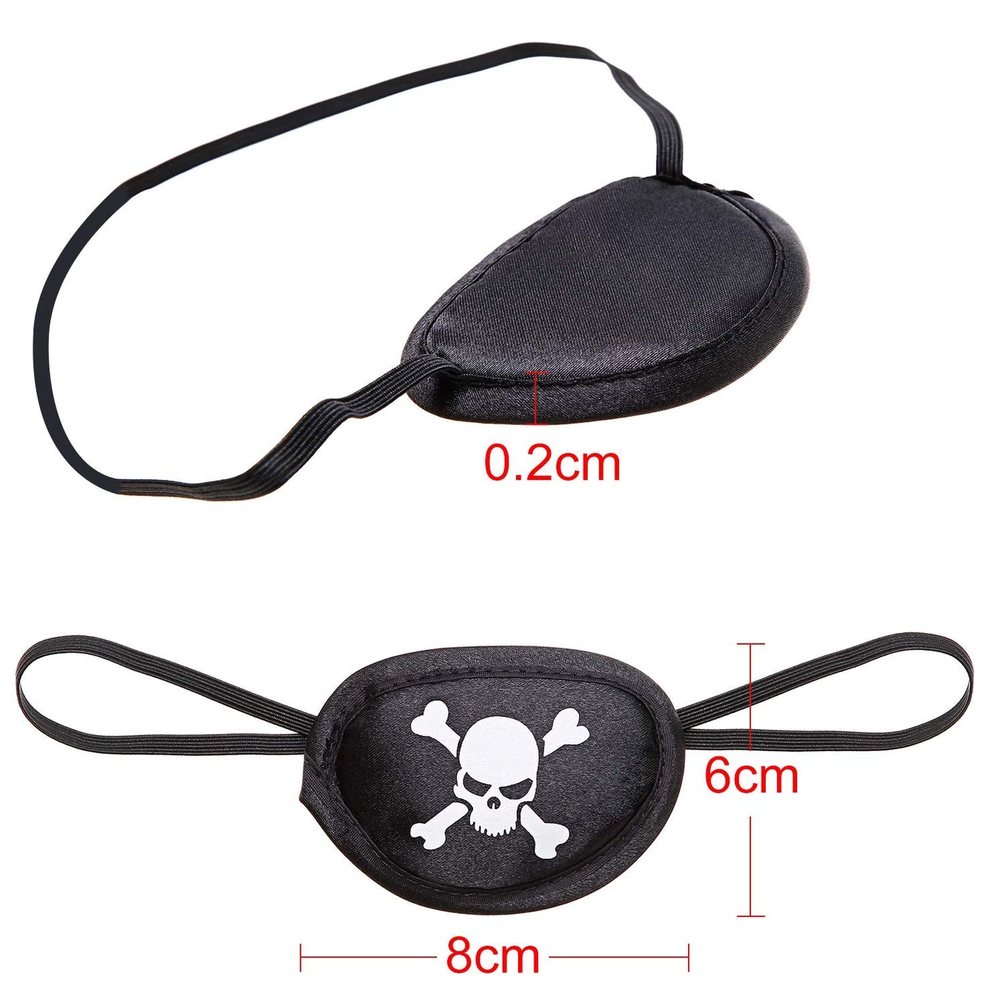 Chinco 24 Pcs Black Pirate Eye Patches – Skull Design for Halloween & Cosplay