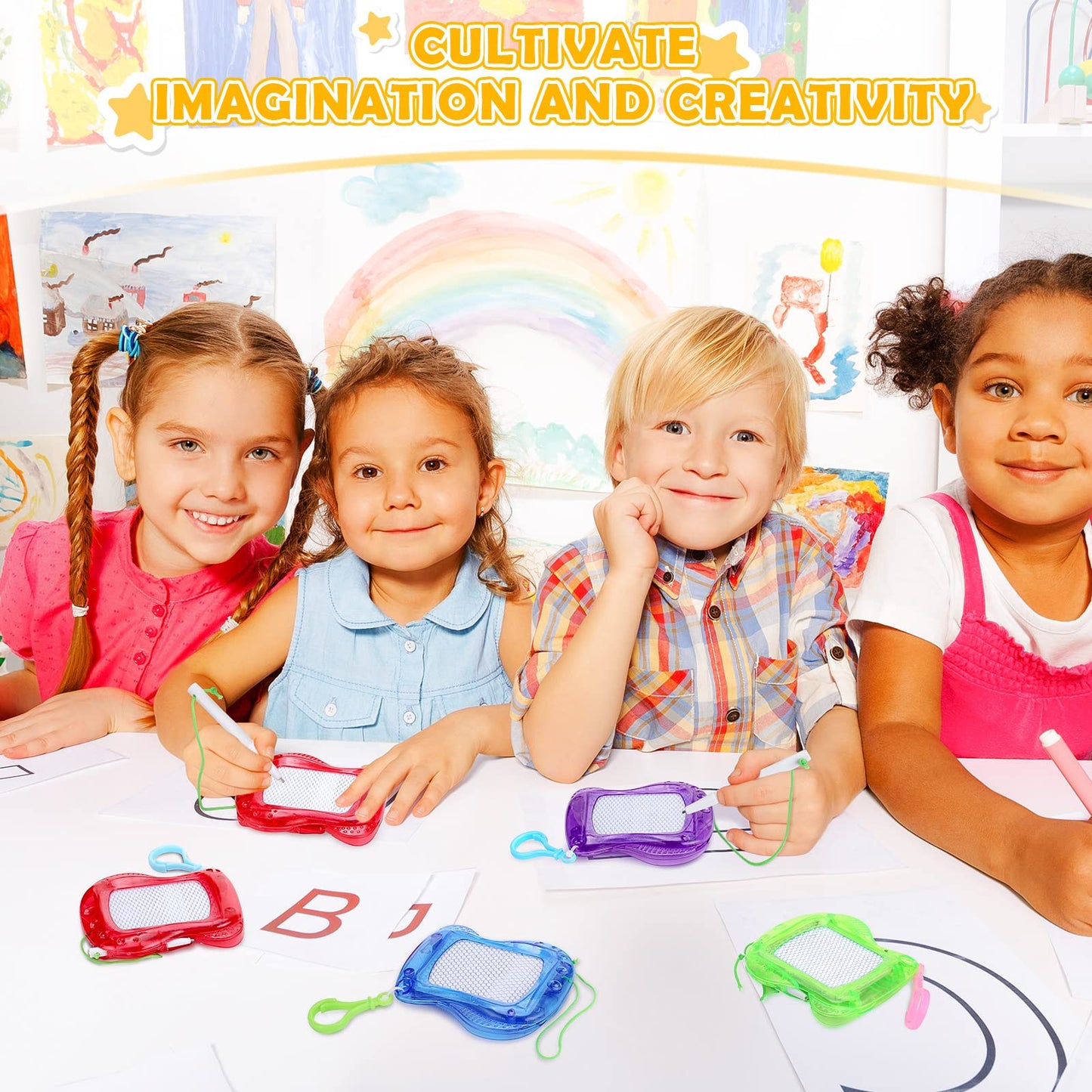 Chinco 24-Piece Mini Magnetic Doodle Boards Set – Backpack Clip Erasable Pads for Kids