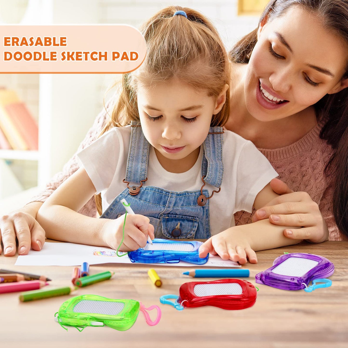 Chinco 24-Piece Mini Magnetic Doodle Boards Set – Backpack Clip Erasable Pads for Kids