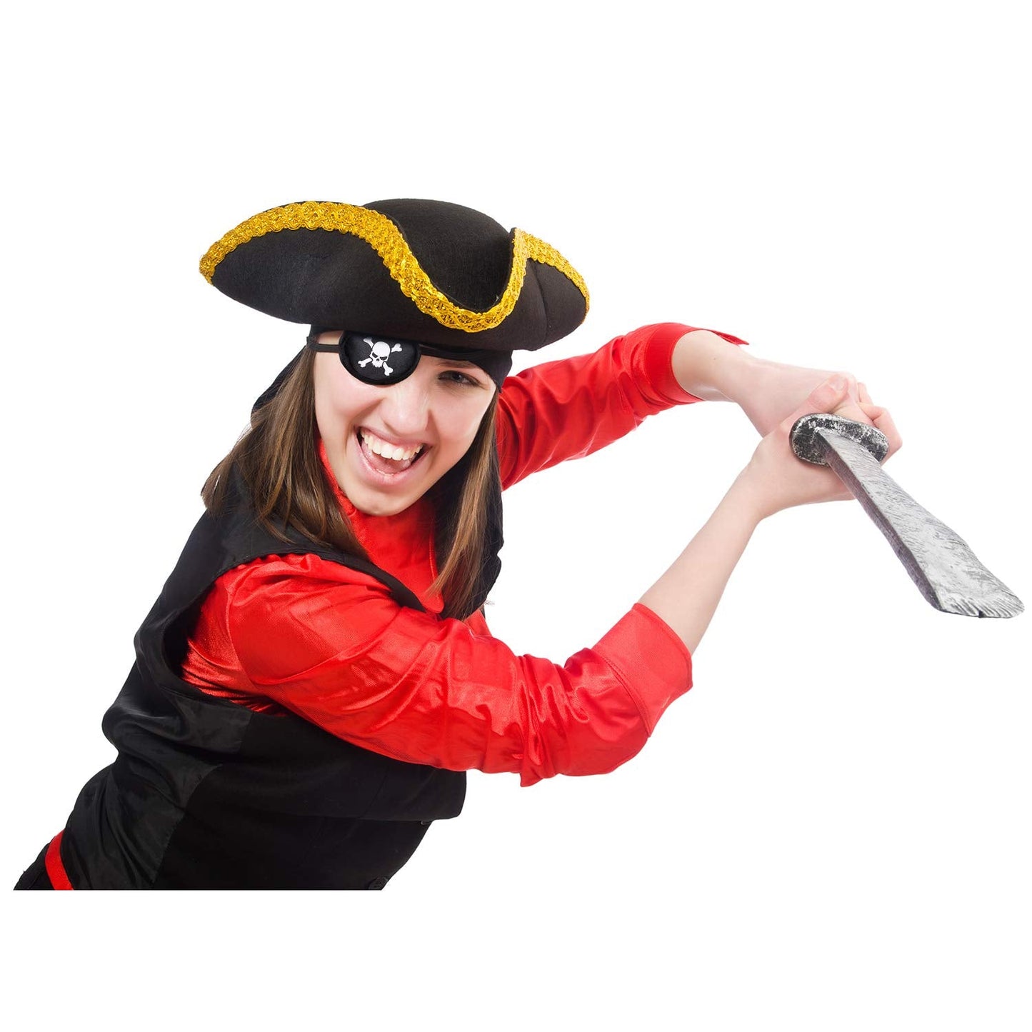 Chinco 24 Pcs Black Pirate Eye Patches – Skull Design for Halloween & Cosplay